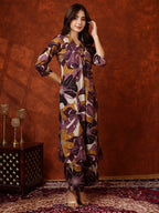 Floral Printed Kurta With Palazzo Pant, Purple - Hiral Fashion - Distacart