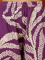 Botanical Printed Kurta With Palazzo Pant, Purple - Hiral Fashion