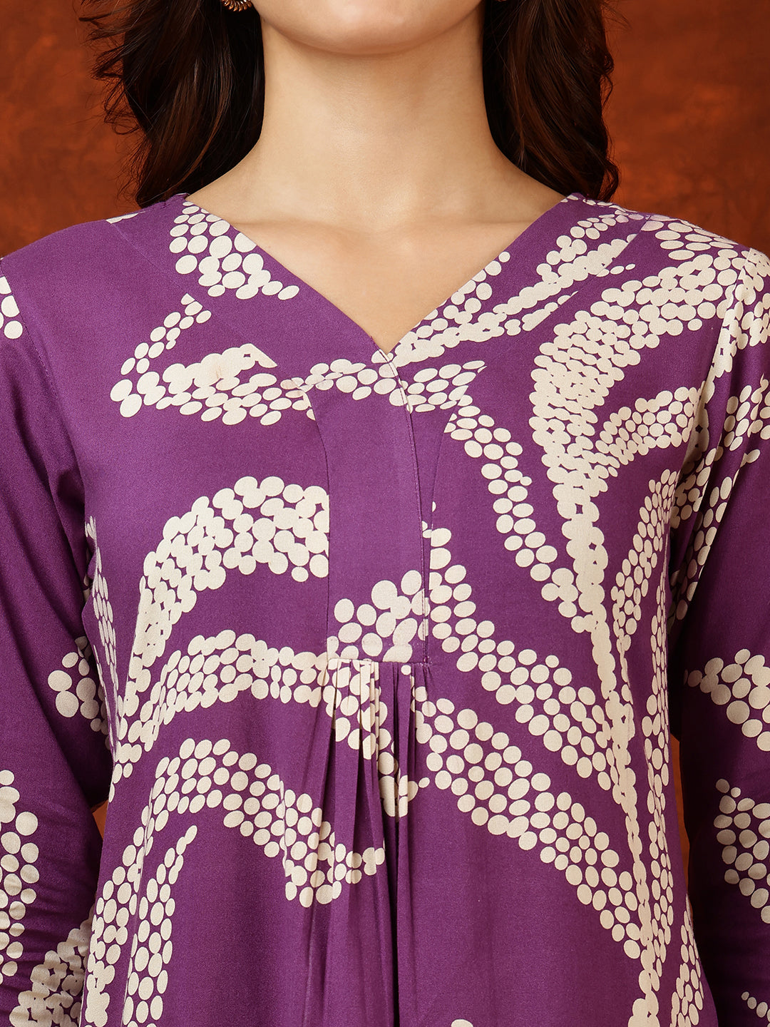 Botanical Printed Kurta With Palazzo Pant, Purple - Hiral Fashion