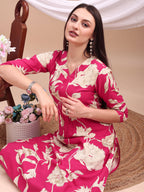 Floral Printed Kurta With Palazzo Pant, Pink - Hiral Fashion - Distacart