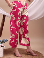 Floral Printed Kurta With Palazzo Pant, Pink - Hiral Fashion - Distacart