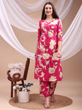 Floral Printed Kurta With Palazzo Pant, Pink - Hiral Fashion - Distacart