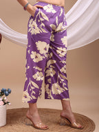 Floral Printed Kurta With Palazzo Pant, Lavender - Hiral Fashion - Distacart
