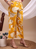 Floral Printed Kurta With Palazzo Pant, Yellow - Hiral Fashion - Distacart