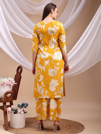 Floral Printed Kurta With Palazzo Pant, Yellow - Hiral Fashion - Distacart