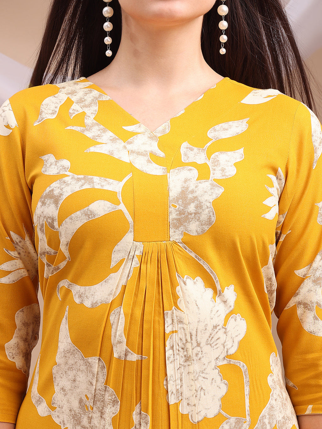 Floral Printed Kurta With Palazzo Pant, Yellow - Hiral Fashion - Distacart