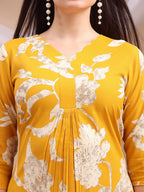 Floral Printed Kurta With Palazzo Pant, Yellow - Hiral Fashion - Distacart