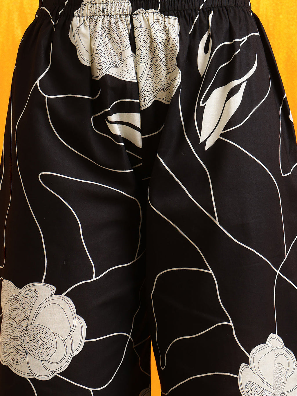 Printed Kurta With Palazzo Pants, Black - Hiral Fashion - Distacart