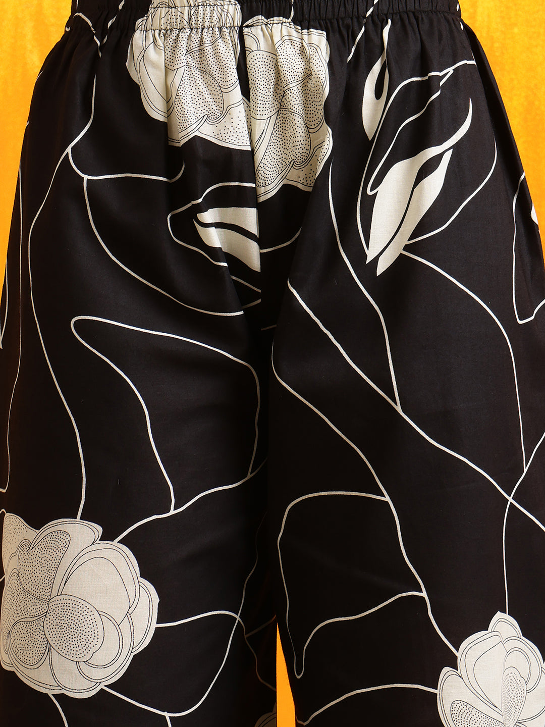 Printed Kurta With Palazzo Pants, Black - Hiral Fashion - Distacart