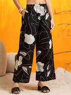 Printed Kurta With Palazzo Pants, Black - Hiral Fashion - Distacart