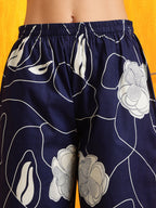 Printed Kurta With Palazzo Pants, Navy Blue - Hiral Fashion - Distacart