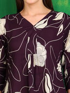 Printed Kurta With Palazzo Pants, Wine - Hiral Fashion