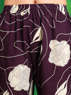 Printed Kurta With Palazzo Pants, Wine - Hiral Fashion
