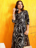 Printed Kurta With Palazzo Pants, Black - Hiral Fashion - Distacart