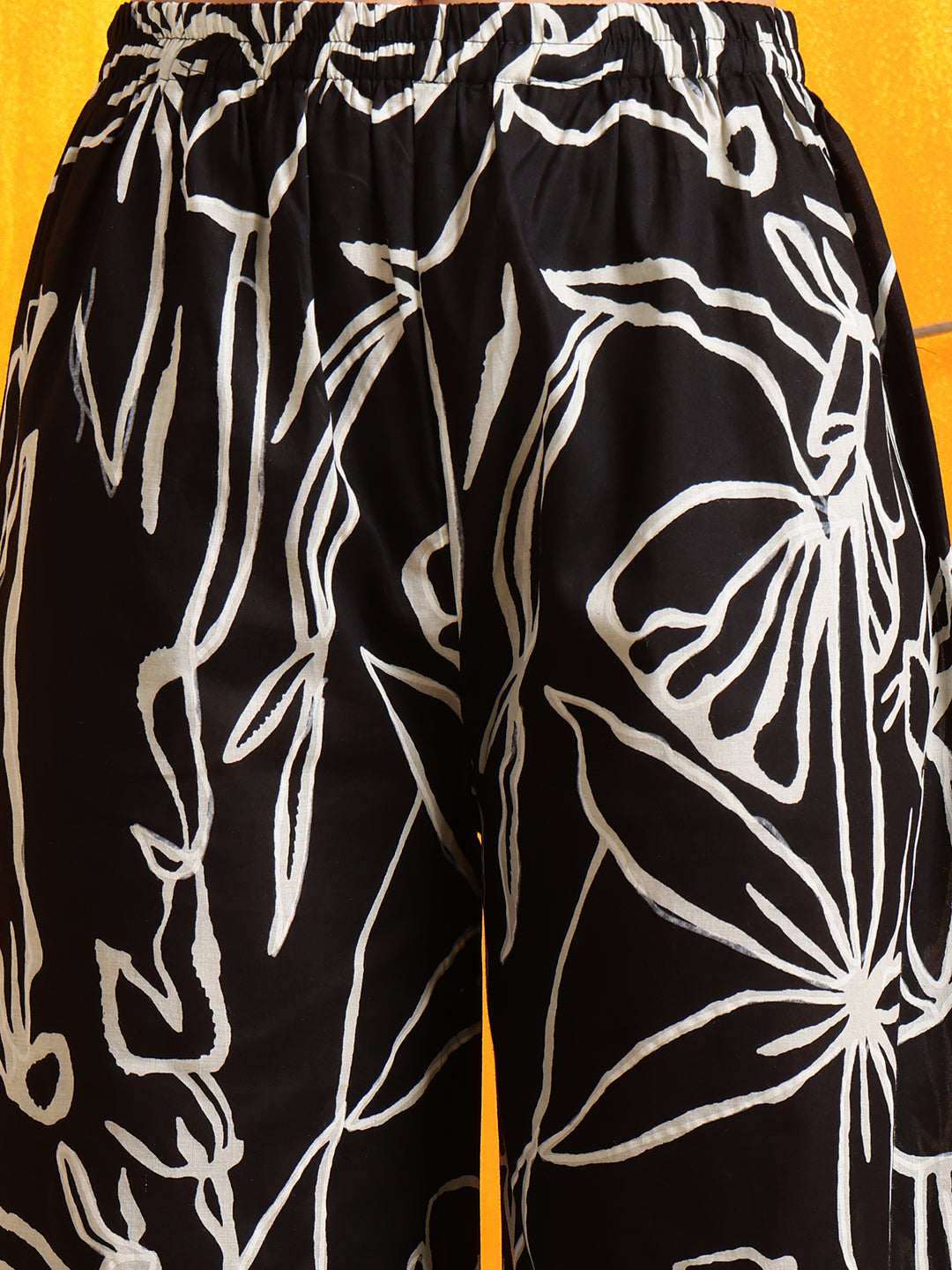 Printed Kurta With Palazzo Pants, Black - Hiral Fashion - Distacart