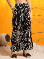 Printed Kurta With Palazzo Pants, Black - Hiral Fashion - Distacart