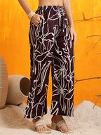 Printed Kurta With Palazzo Pants, Wine - Hiral Fashion - Distacart