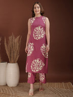 Floral Printed Highneck Co-Ords, Pink - Hiral Fashion - Distacart