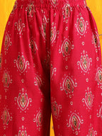 Ethnic Motifs Printed Kurta With Palazzo, Pink - Hiral Fashion - Distacart