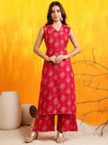 Ethnic Motifs Printed Kurta With Palazzo, Pink - Hiral Fashion - Distacart