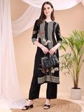 Striped Printed Kurta With Pant, Black - Hiral Fashion - Distacart