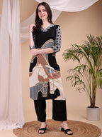 Printed Kurta With Pant, Black - Hiral Fashion - Distacart
