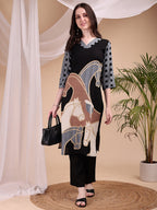 Printed Kurta With Pant, Black - Hiral Fashion - Distacart