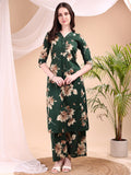 Embroidered & Printed Kurta With Palazzo, Green - Hiral Fashion - Distacart
