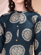 Two-Piece Ethnic Motifs Printed Kurta With Palazzo, Teal - Hiral Fashion - Distacart