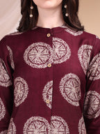 Two-Piece Ethnic Motifs Printed Kurta With Palazzo, Wine - Hiral Fashion - Distacart