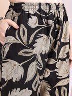 Printed Coordinated Kurta And Palazzo Set, Black - Hiral Fashion - Distacart