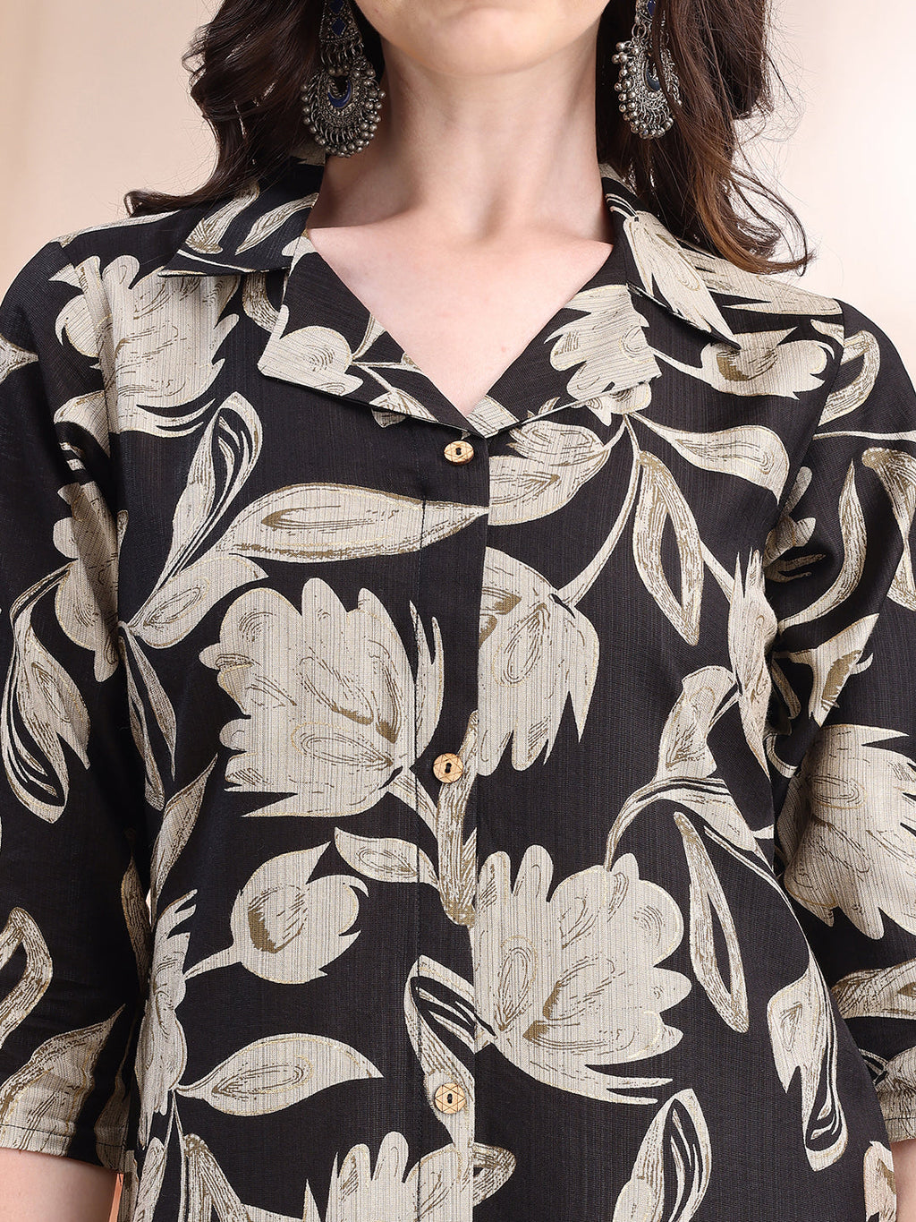 Printed Coordinated Kurta And Palazzo Set, Black - Hiral Fashion - Distacart
