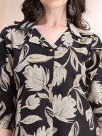 Printed Coordinated Kurta And Palazzo Set, Black - Hiral Fashion - Distacart