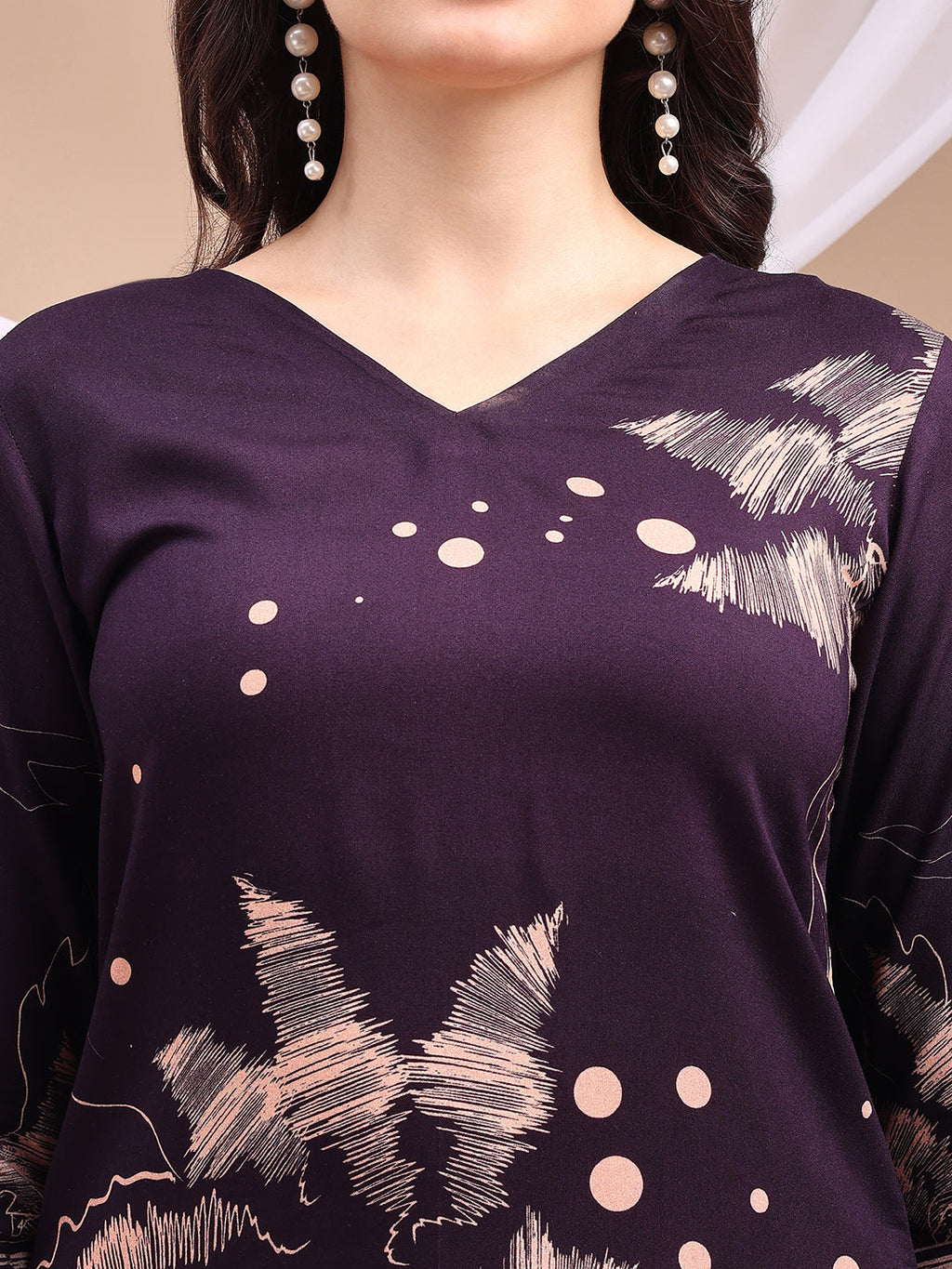 All-Over Abstract Floral Kurta-Palazzo Set, Violet - Hiral Fashion - Distacart