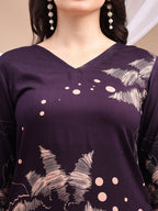 All-Over Abstract Floral Kurta-Palazzo Set, Violet - Hiral Fashion - Distacart