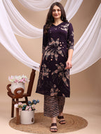 All-Over Abstract Floral Kurta-Palazzo Set, Violet - Hiral Fashion - Distacart