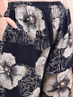 Floral Printed Kurta With Palazzo, Navy Blue - Hiral Fashion - Distacart