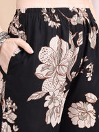 Floral Printed Kurta Set, Black - Hiral Fashion - Distacart