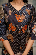Floral Motifs Printed Kurta With Palazzo, Grey - Hiral Fashion - Distacart