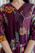 Floral Motifs Printed Kurta With Palazzo, Purple - Hiral Fashion - Distacart