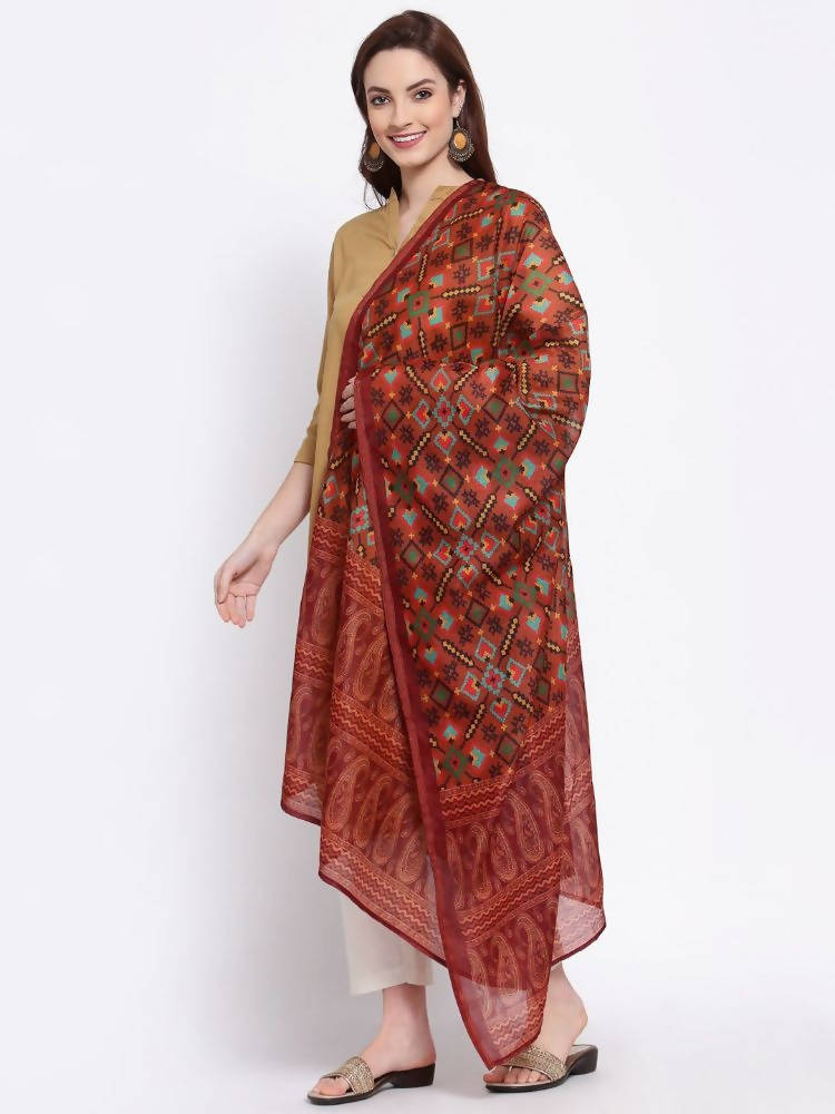 Myshka Women's Trendy Multi Cotton Silk Printed Casual Dupatta