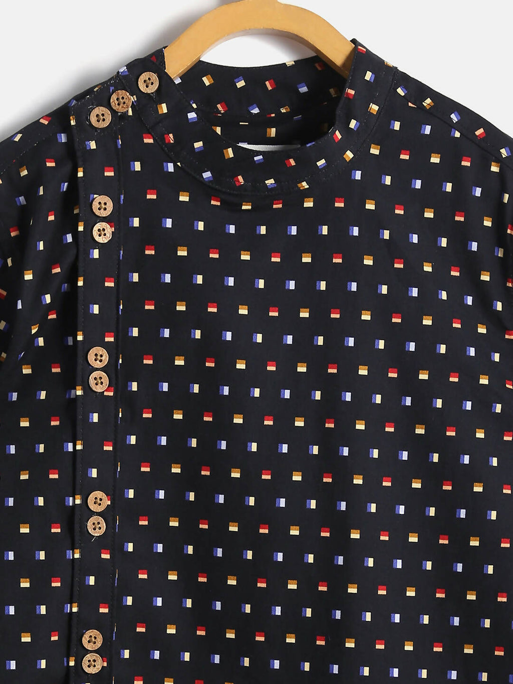Manet Ethnic Full Sleeves Multi Clour Shirt - Black