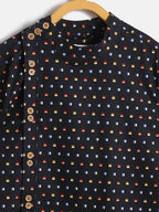 Manet Ethnic Full Sleeves Multi Clour Shirt - Black