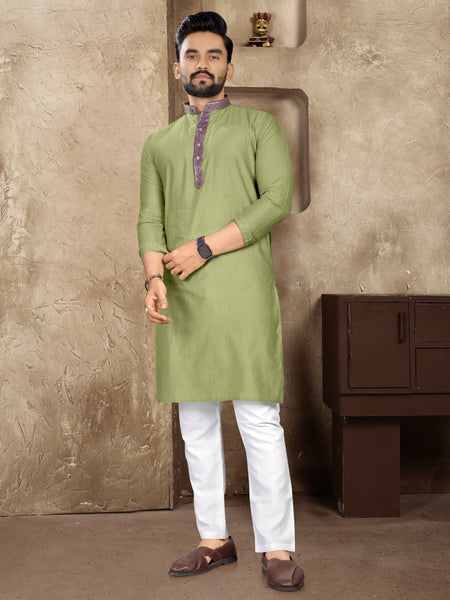 Anaita Green Linen Silk Straight Kurta