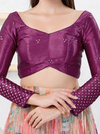 Joban Fashion Magenta Gajji Silk Elbow Sleeveless Back Open Blouse