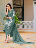 Embroidered Kurta With Pant & Embroidered Dupatta, Green - Hiral Fashion - Distacart