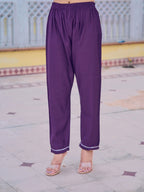 Embroidered Kurta With Pant & Embroidered Dupatta, Purple - Hiral Fashion - Distacart