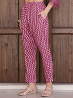 Flower Embellished And Printed Kurta With Pant & Dupatta, Purple - Hiral Fashion - Distacart