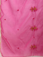 Embroidered Kurta With Pant & Organza Embroidered Dupatta, Pink - Hiral Fashion - Distacart