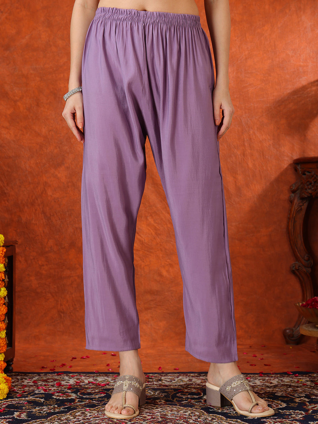 Embroidered Kurta With Pant & Embroidered Dupatta, Lavender - Hiral Fashion - Distacart